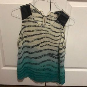 Banana Republic snakeskin teal blouse - medium